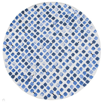 Louis De Poortere Craft Cobblestone 9348 Amparo Blues Washable Polyester Flatweave Round Eco-Rug-Louis De Poortere-Rug Love - The Most Loved Rug Store
